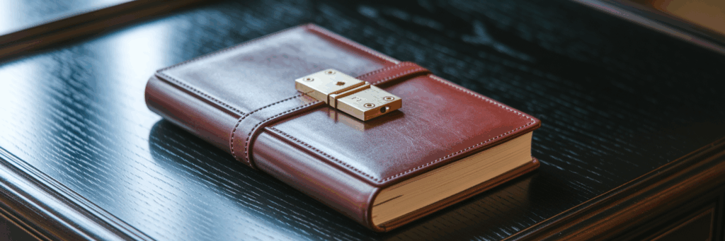Secure ledger symbolizing financial privacy.