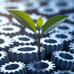 Sapling growing from organized gears