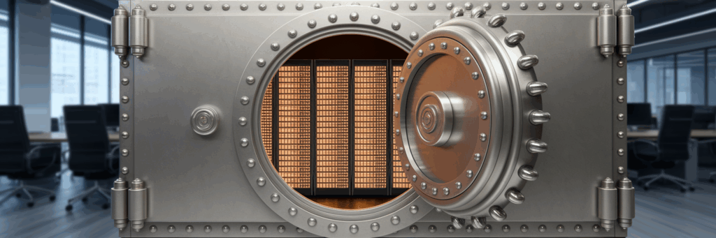 Secure vault protecting financial ledgers
