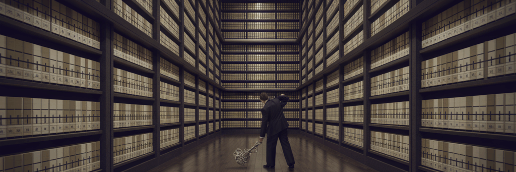Secure library of financial ledgers.