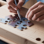 Artisan crafting a secure metal puzzle piece.