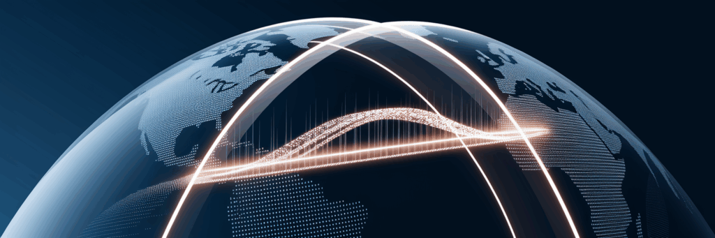 Luminous bridge symbolizing secure data transfer.