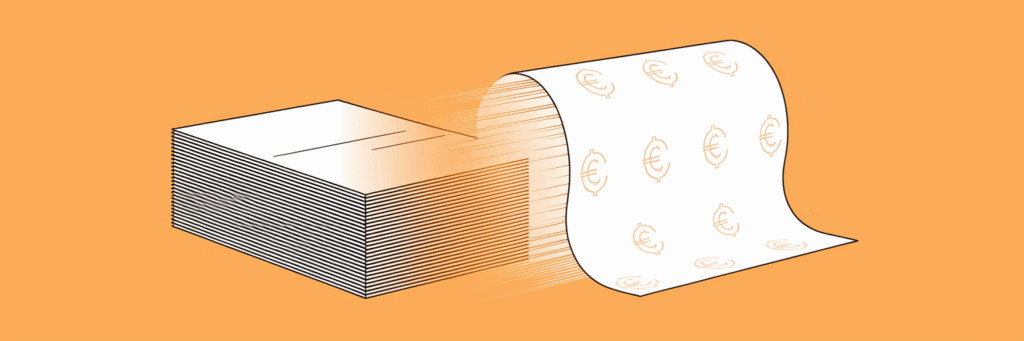 Generic document transforming into branded invoice.
