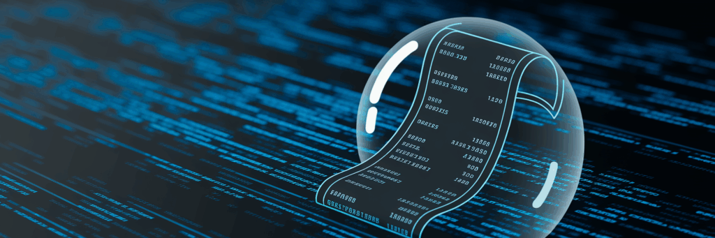 Encrypted digital receipt in protective bubble.