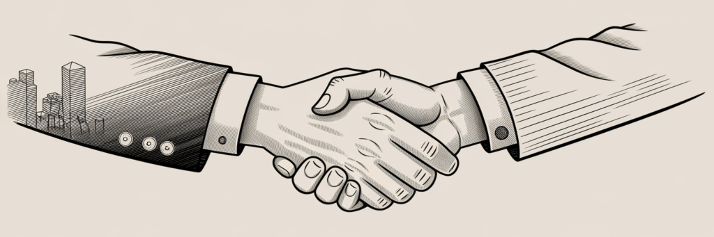 Handshake formed by a custom document.