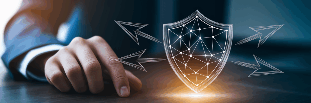 Privacy shield deflecting data threats