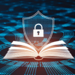 Secure shield protecting a financial ledger.