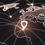 Stylized globe with secure transaction points.