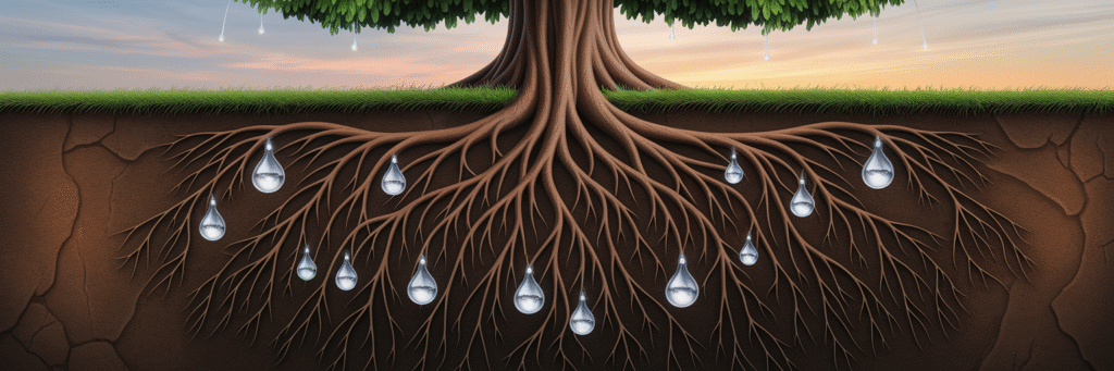 Tree roots glowing representing financial transparency