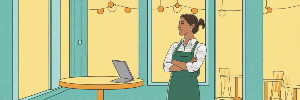 Small business owner relaxed about tax compliance.