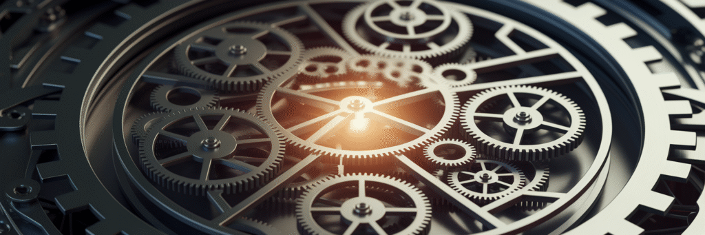 Intricate clockwork representing financial analytics.