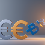 Abstract currency symbols flowing into secure vault.