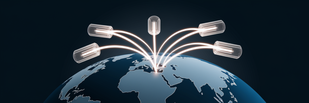 Secure global data transactions with encryption.