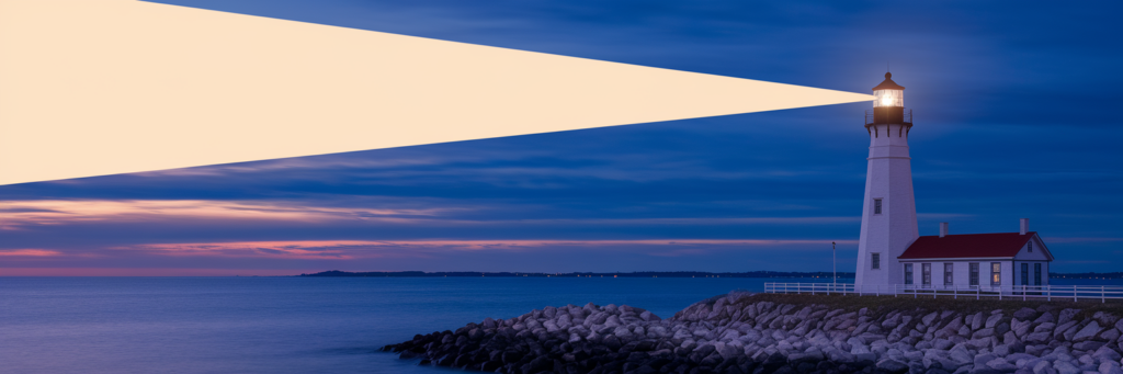 Lighthouse beam representing financial transparency.