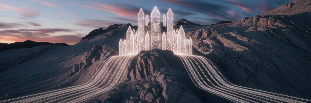 Drawing of a secure data fortress.