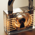 Transparent lock mechanism glowing internally.