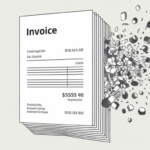 Stylized invoice showing a data breach.