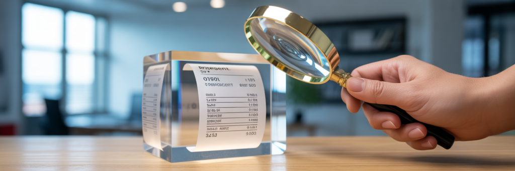 Encrypted receipt providing financial transparency