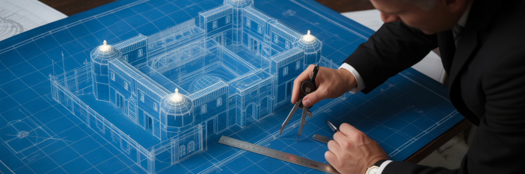 Architect designing a secure data fortress.