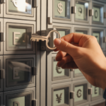 Person using key on secure multi-currency lockbox.
