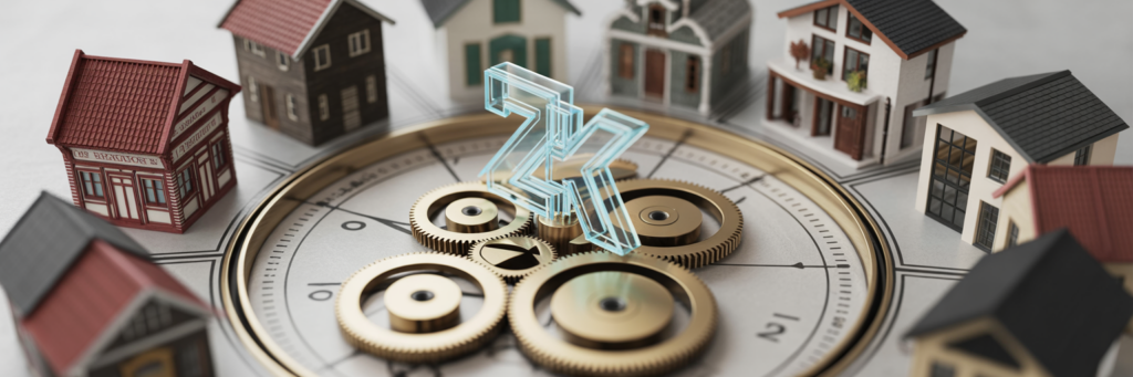 Intricate clockwork mechanism representing global payroll.